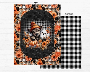 Halloween Floral Moo and Boo Blanket Panel
